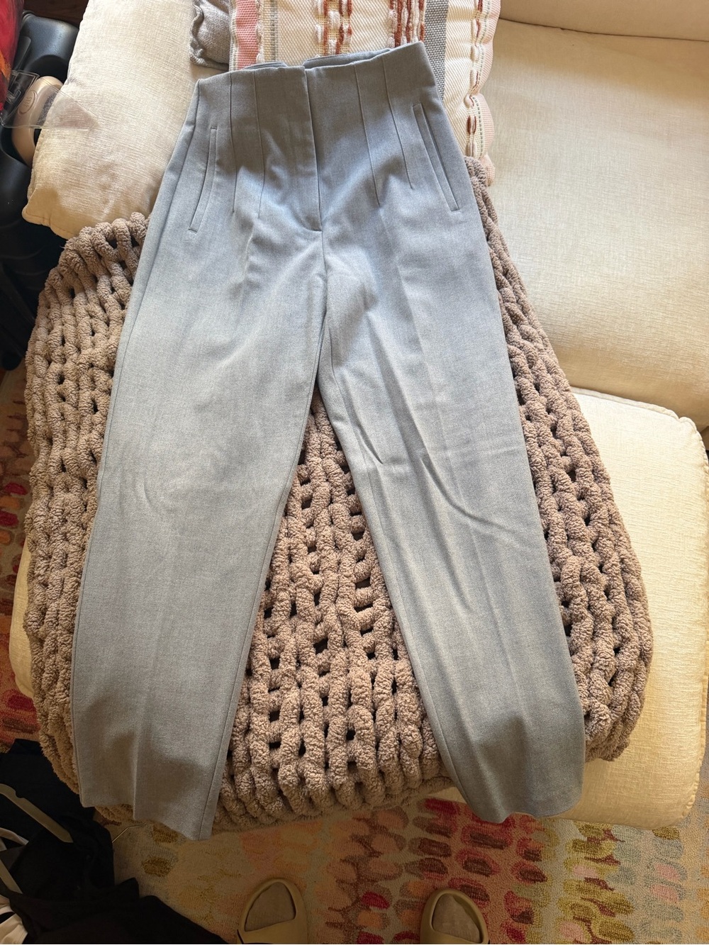 Zara Light Gray High-Waist Dress Pants